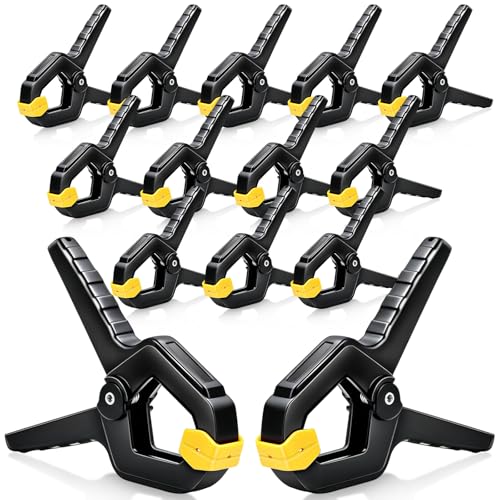 14 Pack Spring Clamps, 3.5 inch Heavy Duty Clips Plastic Spring Clip, Backdrop Clips Balloon Arch Clip Hanging Clamp Wood Clamps for Woodworking, Tarp, Crafts, Small Clamp for Backdrop Stand, Home - color: Yello, size: 3.5 inch_14pcs