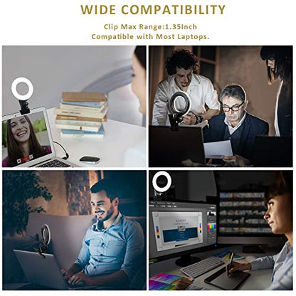 Zoom Lighting for Computer,Ring Light Clip on Laptop Monitor | Webcam Lighting, Zoom Call Lighting, Laptop Light& Distance Learning, Video Calls & Live Streaming