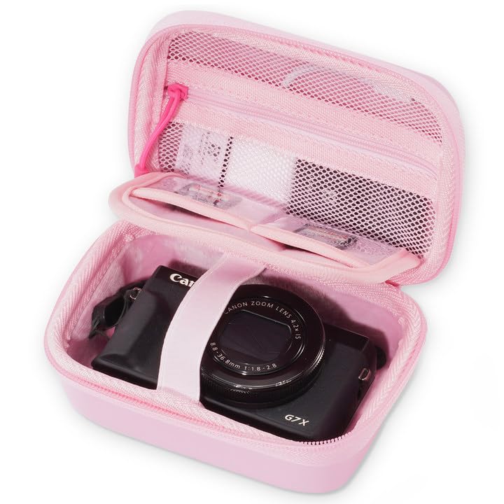 ProCase Hard Shell Digital Camera Case for Canon G7X Mark III Mark II, Sony Cybershot, PowerShot SX740, Ricoh GR III, Kodak Pixpro, Compact 4K Vlogging Small Cameras Travel Carrying Storage Bag -Pink - color: Pink
