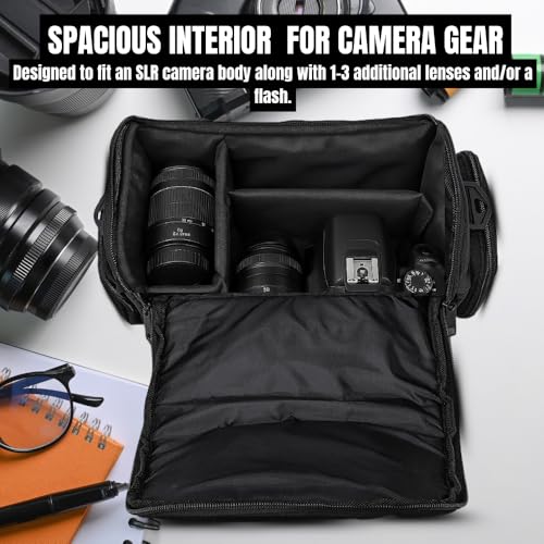Ultimaxx Large SLR/DSLR Camera Deluxe Padded Gadget Bag/Carrying Case with Shoulder Strap for Sony,Nikon, Canon, Olympus, Pentax, Panasonic, Samsung & Many More Cameras & Camcorders - size: Large