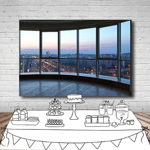 8x6 FT Office Wooden Floor Background - City, Urban, Portrait, Meeting & Podcast Backdrop Banner Studio Props - size: 8x6FT