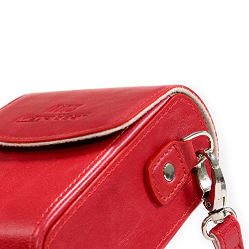 MegaGear Leather Camera Case with Strap Compatible with Canon PowerShot G7 X Mark III, G7 X Mark II, G7 X - MG1216, Red - color: Red