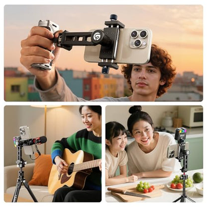 Ulanzi MA53 Metal Tripod Phone Mount, Smartphone Tripods Adapter with Arca Swiss/Uka Port, 2 Cold Shoe, 360° Cellphone Tripod Mount, for iPhone 17 Samsung Holder for Photo Video Vlogging Rig