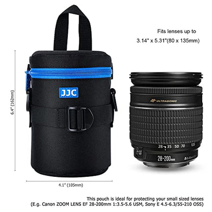 JJC Deluxe Lens Case Pouch Bag for Canon EF-S 17-55mm/17-85mm,EF 35mm f2, RF 85mm f2 Macro, Nikon AF-S 18-200mm/18-105mm/18-300mm/55-200mm, Fujifilm XF 56mm f1.2 R & More Lens Below 3.1" x 5.3"(D x L) - size: M Size