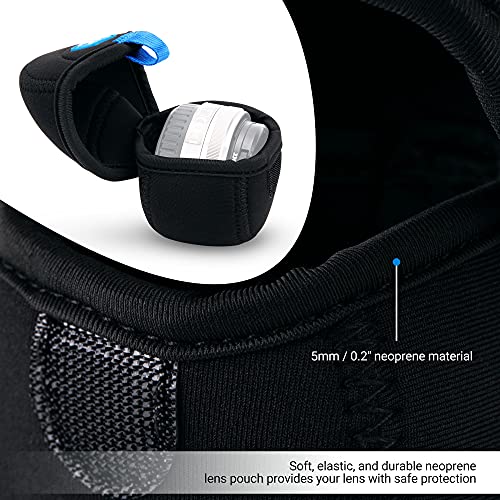 JJC Water Resistant Neoprene Camera Lens Pouch Case, Fold-Over Lens Bag for Mirrorless Lenses Up to 2.4 x 1.6 (D X H) for Canon EF-M 22mm f/2, Sony E PZ 16-50mm f/3.5-5.6, Fujifilm XF27 f/2.8 etc. - size: 2.4 x 1.6"