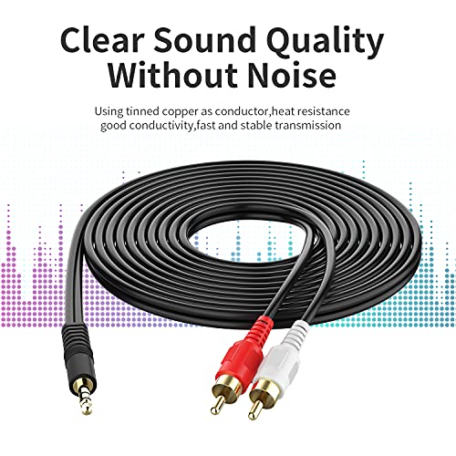 3.5mm to RCA Cable 30ft, 3.5mm TRS Male to 2RCA Male Stereo Y Splitter RCA Cord Compatible with Echo Dot, Smartphone, MP3, Tablet, Stereo Receiver, Car, Speaker, HDTV ect. - size: 30FT