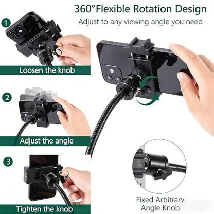 Gooseneck Phone Holder, Adjustable Overhead Phone Mount for Desk, Phone Stand for Recording Live Streaming, Mini Projector Stand Alternative, Overhead Tripod for Phone for Cooking Drawing Teaching