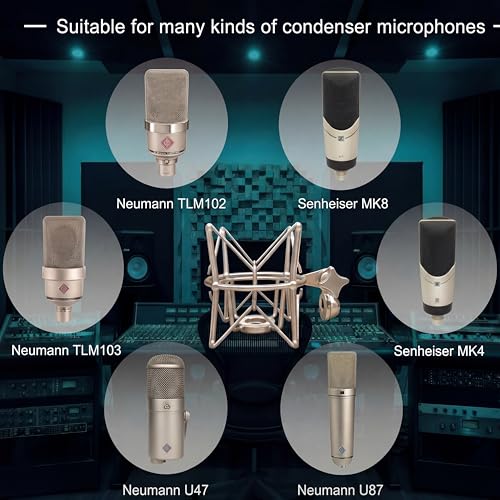Spider Microphone Shock Mount Mic Holder - Anti Vibration Metal Spider Shockmount Compatible with Neumann U47 U67 U87 TLM102 TLM103 TLM107 M147 M149 Senheiser MK4 MK8 Condenser Microphones