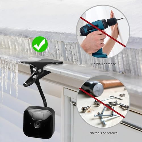 Tonton 2-Pack Clip Clamp Mount Compatible with Blink Outdoor 4 (4th Gen), Blink Outdoor (3rd Gen), XT3, XT/XT2, Mini – 7.1 Inchs Gooseneck Arm, Tool-Free Adjustable Mount for Blink Camera System - size: Clip Clamp Mount*2