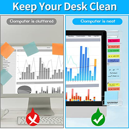Monitor Memo Board, 2PCS Multifunction Sticky Note Holder for Computer Screen, Acrylic Computer Monitor Memo Board, Office Desk Accessories, Computer Sticky Note Holder with Sticky Notes