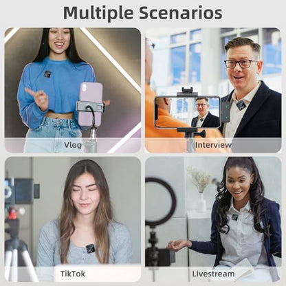 VM32 Wireless Mini Microphone for iPhone 14/13/12, Lavalier Lapel Phone Mic with 40H Charging Case 75 Ft Video Recording Vlogging Tiktok YouTube