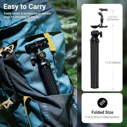 NEEWER Camera Tripod with Remote, Mini Flexible Vlog Phone Tripod Stand with Action Camera Mount Adapter, Hidden Phone Holder & Cold Shoe Compatible with iPhone Hero13 12 11 10 9, Max Load 4.4lb, TP34