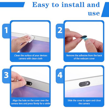 12 Pcs Ultra Thin Laptop Camera Cover Slide Webcam Cover for Laptop Cell Phone PC Tablet Accessories Camera Blocker Slider, Great for Privacy (6 Large+6 Small)
