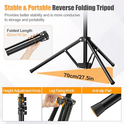 5x8ft Black & White Photo Backdrop with Stand, 2-in-1 Revisible Black White Background Screen with Portable T-Shape Stand,Carry Bag and 5 Clamps for Photography Video Meeting Streaming