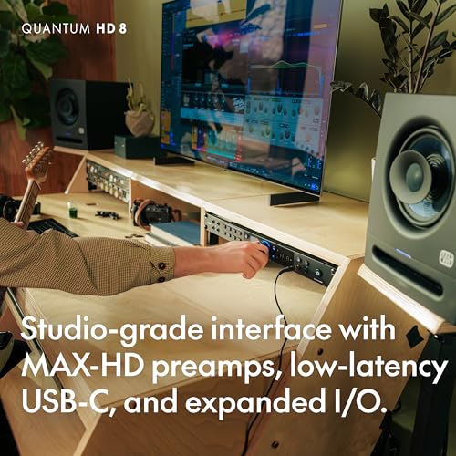 Fender Quantum HD 8 | 26x30 USB-C Audio Interface for Music Production, Next-Gen MAX-HD Mic Preamps, Instrument Inputs, ADAT & S/PDIF I/O, Auto Gain, Re-Amp Outputs, Loopback, Headphone Amp, Mac & PC | 26x30 USB-C Audio Interface with Max-HD Mic Preamps,