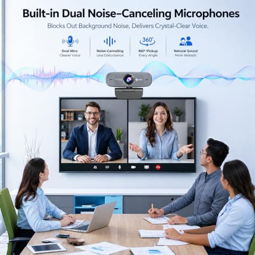1080P Webcam with Microphone 1080P Web Cam Computer Caemra with Autofocus HD Web cam Plug&Play USB PC Webcam Streaming Camera for Laptop, Desktop, PC, Mac,Web Cam Works w/Zoom/Teams/Facetime/YouTube