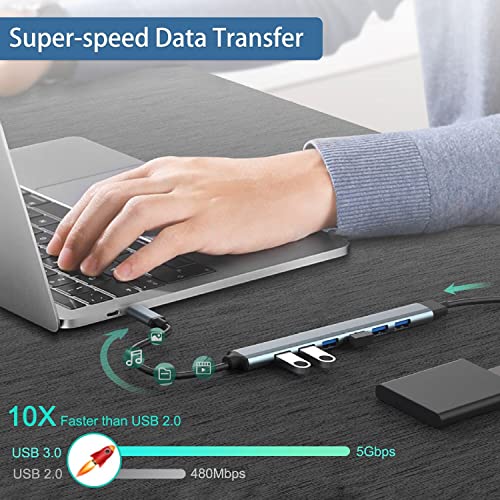USB Hub 3.0 with 7 Ports, VIENON Aluminium USB 3.0 Hub USB Splitter Extender for for Laptop, PC, MacBook, Mac Pro, Mac mini, iMac, Surface Pro and More - style: Aluminium 7-Port