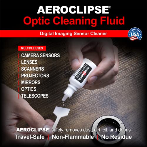 Aeroclipse Optic Cleaning Fluid and PEC-PAD Lint Free Wipes - Critical Optic Non-Flammable Cleaning Solution - Non-Abrisive Cleaning Wipes for Sensitive Glass - Cleaning Kit - Dropper Tip (15ml) 0.5oz