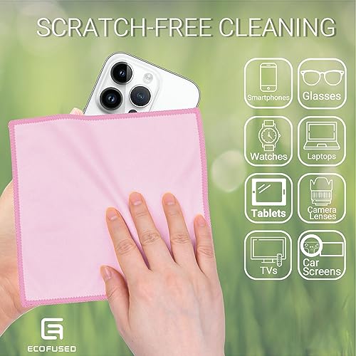 Eco-Fused Microfiber Cleaning Cloths Double-Sided - 5 Pack - 6.6 x 6.2 inch - Microfiber and Suede Cloth for Smartphones, LCD TV, Tablets, Laptop Screens, Camera Lenses (Pink) - color: 5 Pack - 6.6 X 6.2" (Pink)