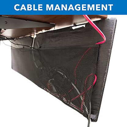 Mount-It! Under Desk Modesty Panel for Office Desks and Sit Stand Workstations [60 Inches Wide] Mesh Organizer Pockets for Cables and Wires (Black) - size: 60 inches