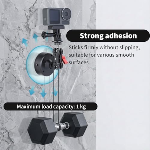 UTEBIT 360° Adjustable Suction Cup Mount for Gopro Car Mount, Black | Camera Suction Cup Mount with Ball Head Magic Arm, Vehicle Window & Windshield Electric Vacuum Magnetic Car Phone Mount