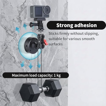 UTEBIT 360° Adjustable Suction Cup Mount for Gopro Car Mount, Black | Camera Suction Cup Mount with Ball Head Magic Arm, Vehicle Window & Windshield Electric Vacuum Magnetic Car Phone Mount