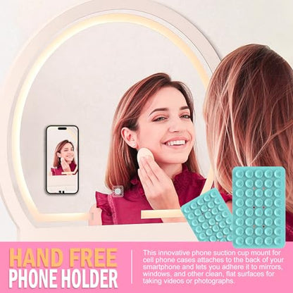 Double Sided Silicone Suction Phone Holder Mount, Silicon Accessory for iPhone and Android, Hands-Free Mirror Shower Phone Holder, TikTok Videos and Selfies (Combo D) - color: Combo D