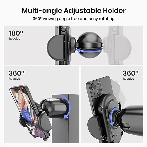 MiiKARE Gym Phone Holder - Magnetic, 360 Rotating, Home & Gym Essentials for All, Black - color: Black