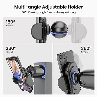 MiiKARE Gym Phone Holder - Magnetic, 360 Rotating, Home & Gym Essentials for All, Black - color: Black