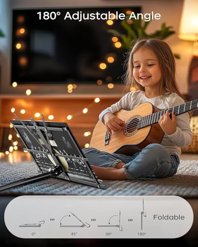 Music Stand, Kasonic 2 in 1 Dual-Use Folding Sheet Music Stand & Desktop Book Stand, Portable and Lightweight with Music Sheet Clip Holder & Carrying Bag Suitable for Instrumental Performance (2 Pack Black) - color: 2 Pack Black