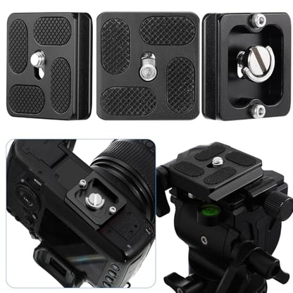 Frienda 2 Pieces Metal Quick Release Plate with 1/4''-20 Camera Screw Tripod Mount Plate Fits Standard for DSLR Camera Tripod Ball Head (Black,Pu40) - color: Black, style: PU40