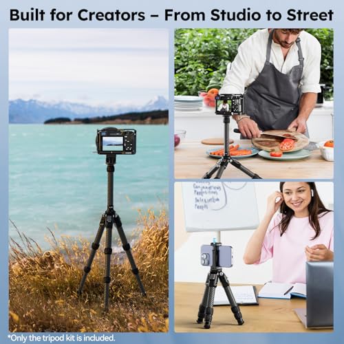 SIRUI Mini Carbon Fiber Tripod with Extendable Center Column, Max Height 26", Supports 33lbs - Ultra-Light 1.7lbs for Desk & Travel, New Anti-Corrosion Carbon Fiber(AM-223S+SL-100S) - style: Center Column Tripod