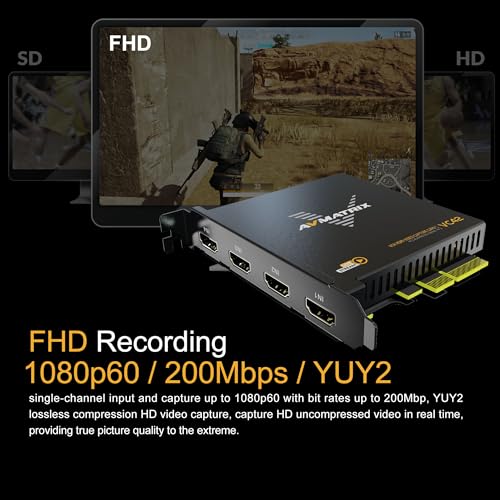 AVMATRIX 1080p60 4-PCI-E Capture Card Live Stream and Record with Ultra-Low Latency on PS5, PS4 Pro, Xbox Series X/S, Xbox One X, in OBS, Twitch, YouTube, Nintendo Switch, PC Windows - color: PCIE-4CH HDMI