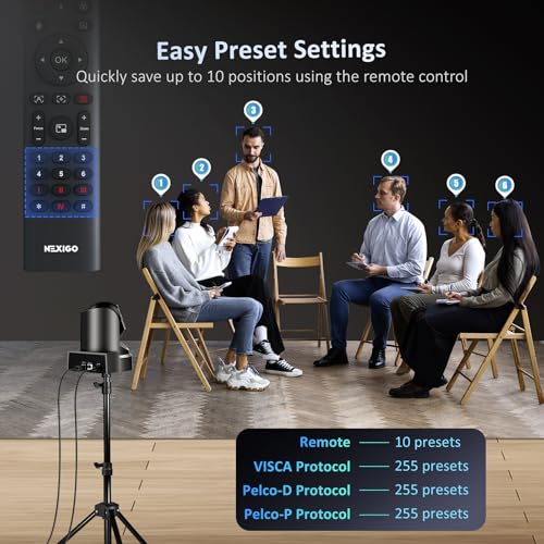 NexiGo Conference Room PTZ Camera System with 10X Optical Zoom, Remote Control, USB Output & Autofocus for Live Streaming, Meetings, Church Services, Education, for OBS/Zoom/Skype | Easy Setup - style: Optical Zoom FHD