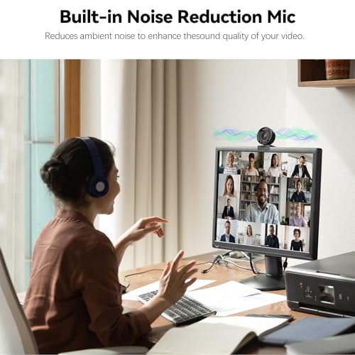 2K Webcam for pc with AI,Web Camera/8X Digital Zoom Computer Camera with USB 3.0/HDR/Dual Noise-Cancelling Mics，Zoom/Teams/Skype/Facetime/Meeting - size: 2K webcam