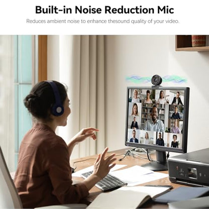 2K Webcam for pc with AI,Web Camera/8X Digital Zoom Computer Camera with USB 3.0/HDR/Dual Noise-Cancelling Mics，Zoom/Teams/Skype/Facetime/Meeting - size: 2K webcam