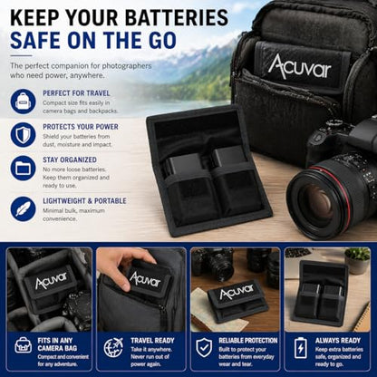 Acuvar Small Battery Pouch For Sony NP-BG1, NP-BX1, NP-N1, Canon NB-6L, NB-11L, Nikon EN-EL12, EN-EL19, Samsung EA-BP70A, SLB-10A, Olympus LI-42B, LI-50B, LI-70B, LI-90B, Fujifilm NP-45, NP-48, NP-50, NP-95, NP-85, Panasonic DMW-BCM13 &More