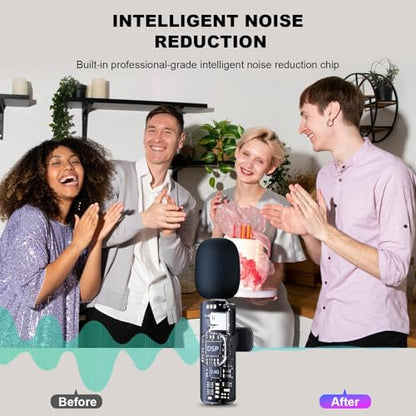 Aarkani Wireless Lavalier Microphone 3-in-1 for iPhone, Android, DSLR Camera – Dual Mic Set with Receiver (Lightning, USB-C, 3.5mm), Plug & Play for Video Recording, YouTube, Vlog, Interview
