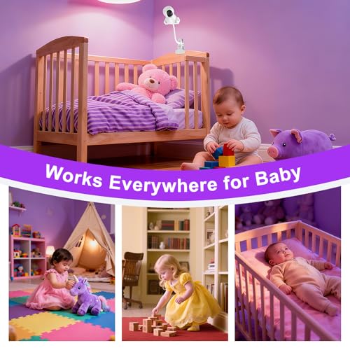 Baby Monitor Mount - Universal Adjustable Monitor Flex Stand for Hello Baby, Nanit Pro, Infant Optics, VTech & Most Baby Monitors - Detachable Arm Camera Clip Mount with Cute Stickers for Crib - size: Monitor Mount + Sticker Pack