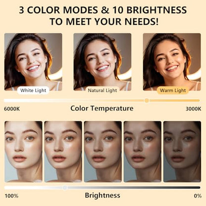 12" Selfie Ring Light with 59" Tripod Stand and Phone Holder, Dimmable LED Circle Lights Phone Ring Light Tripod for Photography, Video Recording, Live Stream, Makeup