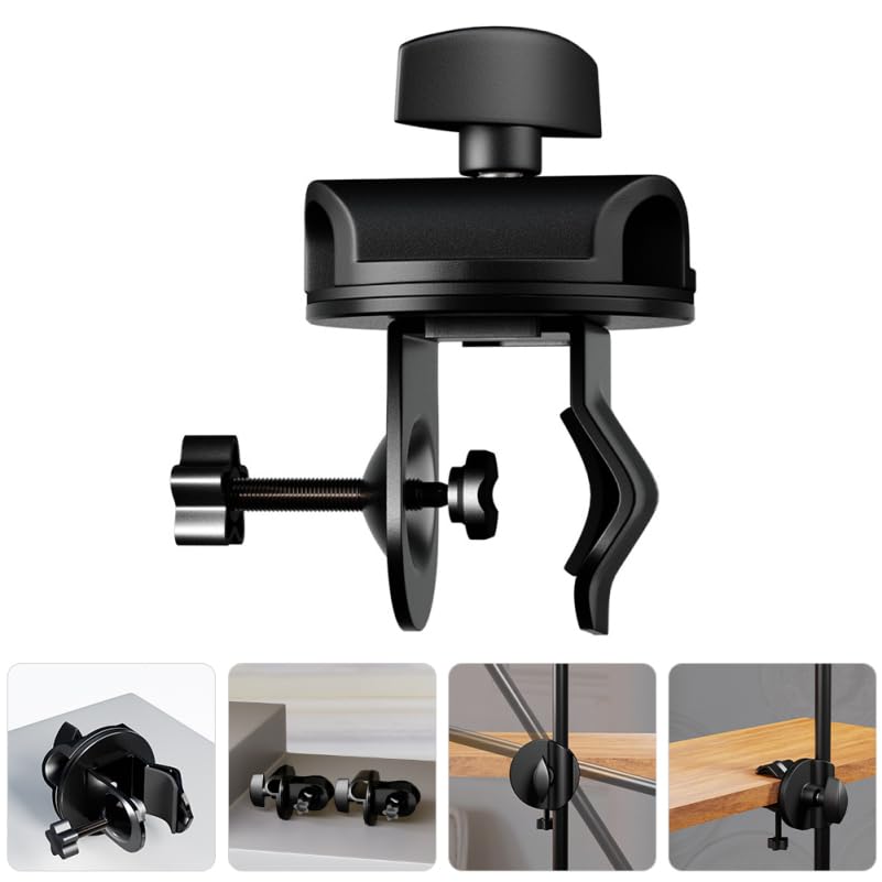 Hemobllo Mic Clamp 3.93X2.75In Microphone Holder Clip with 360 Rotating Knob for Boom Arm Desk Mount Adjustable Mic Stand Clamp for Recording Streaming Podcasting