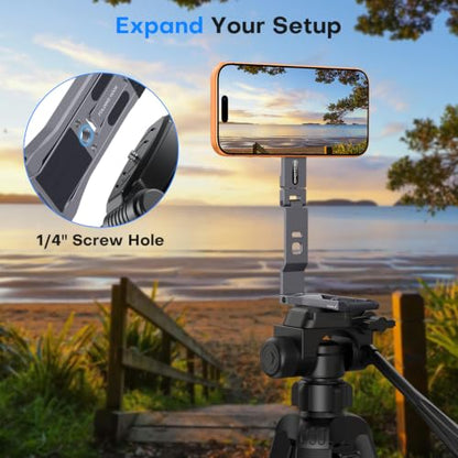 OMOTON TP03 [Ultra-Slim] for MagSafe Tripod, 360° Rotating Magnetic Phone Tripod for iPhone 17/16 Pro Max Air Women Men, Fold Cell Phone Stand with 1/4" Screw & Hook Fits Vlog, Travel Essentials, Gray - color: Gray