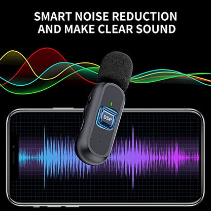 2 Pack Professional Wireless Lavalier Microphone for iPhone iPad Android with Charging Case Noise Reduction Plug-Play Clip on Lapel Mic for Video Recording Vlogging, YouTube, Interview, Live Streaming - style: Oval