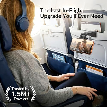 Perilogics Airplane Phone Holder Mount Universal in Flight Hands Free Viewing with Multi-Directional Dual 360 Degree Rotation (Black/Black) - color: Black / Black