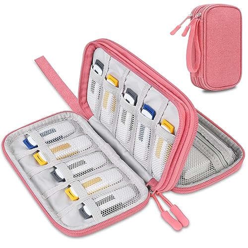Lacdo USB Flash Drive Case Thumb Drive Holder Case Organizer Portable Electronic Accessories Storage Bag for SanDisk/SamData/Samsung USB Flash Drives Jump Drive Memory Stick, SD Card, Cable, Pink - color: Pink, size: Small