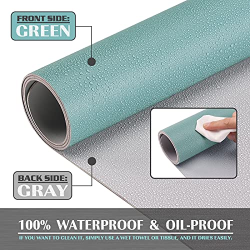 K KNODEL Large Office Leather Desk Mat, Mouse and Keyboard Pad, Computer and Laptop Mat, Desktop Protector and Cover, Writing Pad and Blotter (47.2"x17", Green) - color: Green, size: 47.2" x 17"
