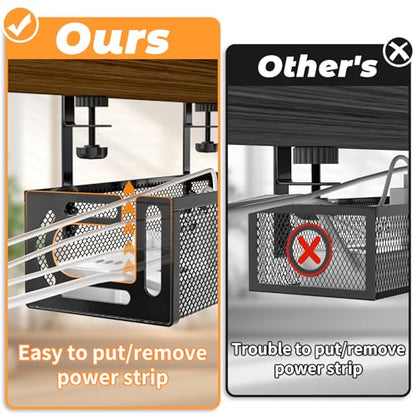 Under Desk Cable Management Tray, 15.7'' No Drill Steel Desk Cable Organizers, Wire Management Tray Cable Management Rack (2 Packs-Black) - color: 2 Packs-15.7"-Black