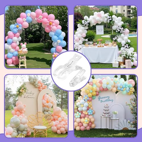 succulentlovers 22 Pcs Balloon Arch Clips, Clear Spring Clamps Kit for Backdrop Stand, Lightweight Balloon Arch Clamping Clip for Birthday Wedding Party Photography Studio Craft Decoration Accessories