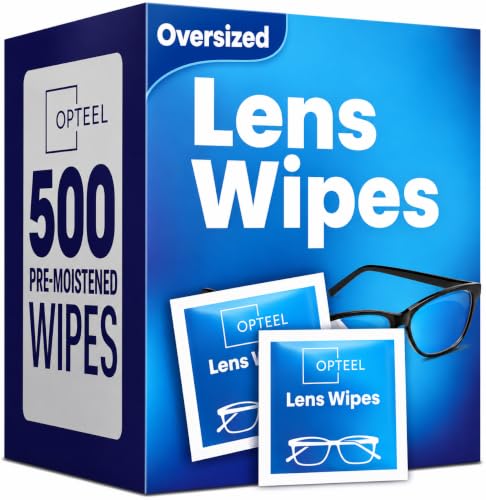OPTEEL Lens Wipes for Eyeglasses - Pre-moistened Eyeglass Lens Cleaning Wipes - 500 Lens Wipes Individually Wrapped Sracth-Free Streak-Free Eye Glasses Wipes Lens Cleaner for Sunglass & Camera Lens - size: 500 Count (Pack of 1)