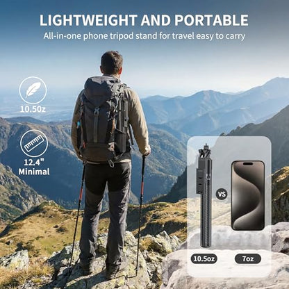 74" Selfie Stick Phone Tripod for iPhone Android Pockte3/4 Insta360 Camera | Extendable Cell Phone Tripod w Wireless Remote, 360° Rotatable Portable Travel Tripod Stand for Video Recording & Vlogging - size: 74"